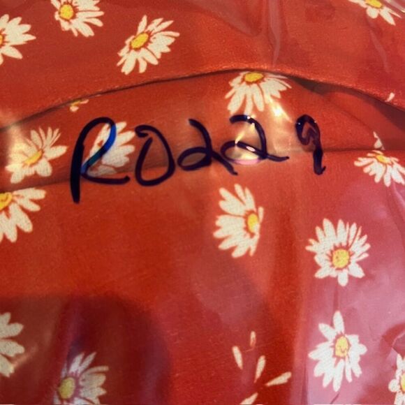 Finders Keepers Mae Asymmetric Hem Floral Dress Rusty Red Slit Strappy Size 8 - Picture 13 of 13